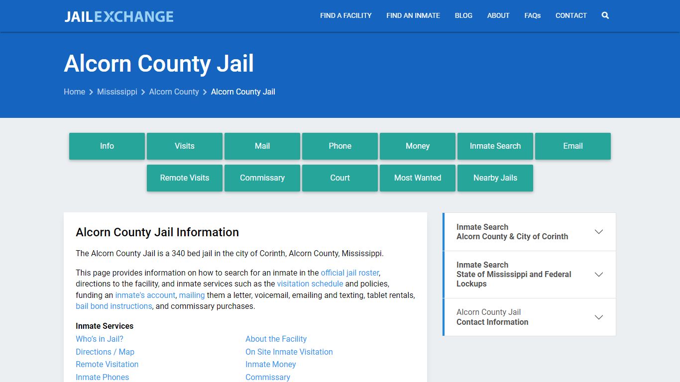Alcorn County Jail, MS Inmate Search, Information